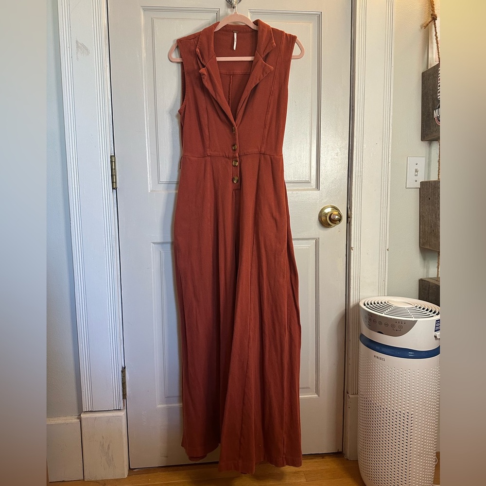 Free People Orange Flare Jumpsuit